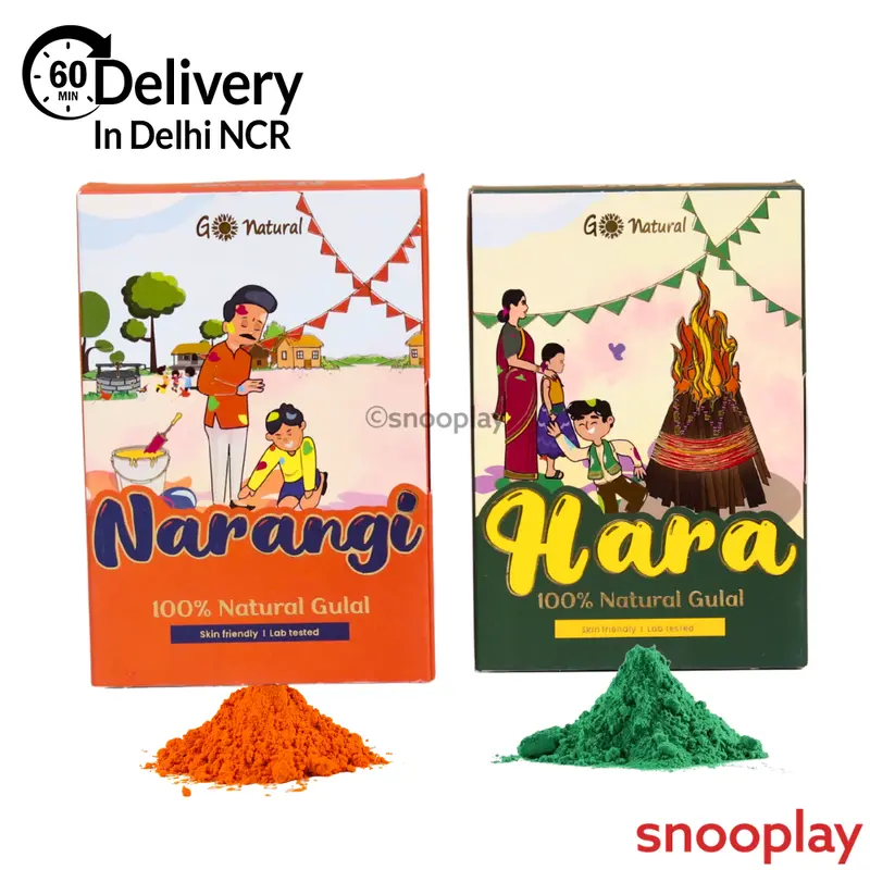 2 Pack Of 100% Go Natural Gulal - Narangi And Hara (100G Each) 1
