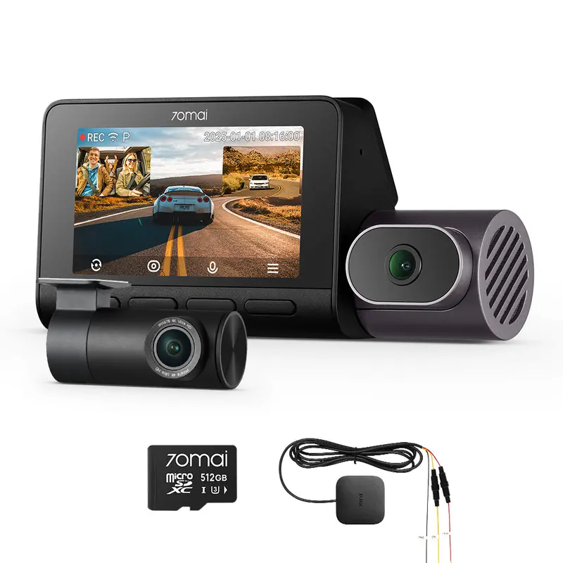 3-Channel Pro Setup: 4K T800 Front Cam + Rear Cam + Memory Card + Hardwire Kit 1