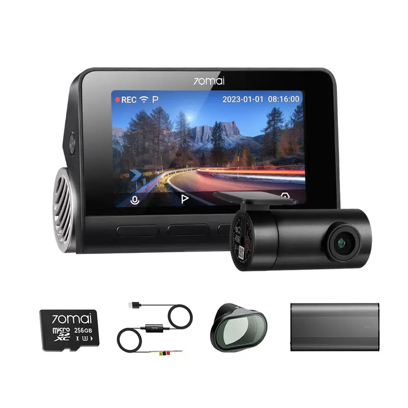 4K A810 Bundle: Front Cam + Rear Cam + Memory Card + Hardwire Kit + Cpl Filter + Battery Pack 1