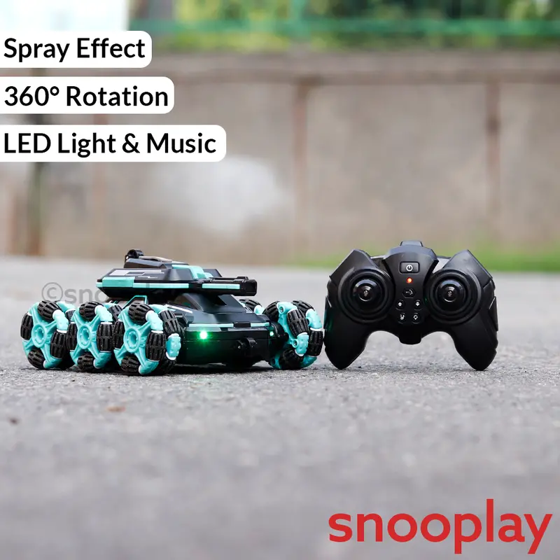 6 Wd Remote Control Spray Stunt Car | 360° Rotation, Led Light, Music (6-14 Years) 1