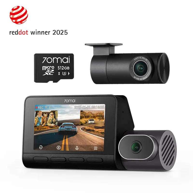 70Mai Dash Cam 4K T800 3-Channel W/ Dual 4K, Starvis 2 Imx678, Hdr Night Vision, Ai Detection, Emergency Record, 4G Lte & Supercapacitor 1