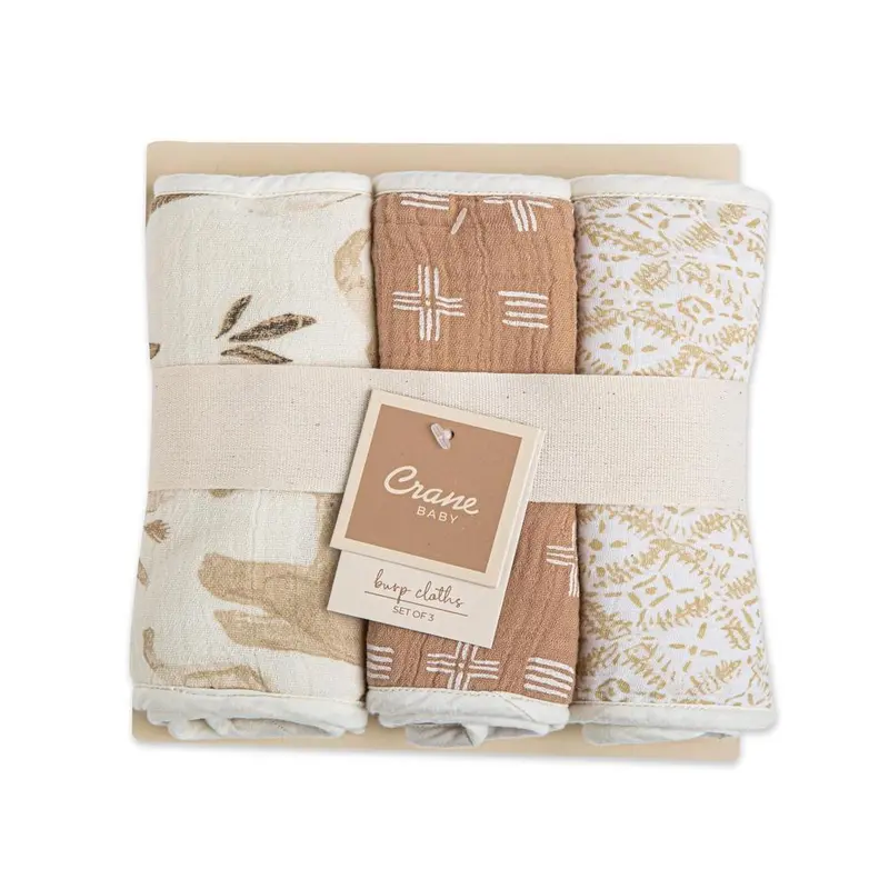 Abracadabra 3 Piece Crane Baby Burp Cloth Set - Kendi Safari 1