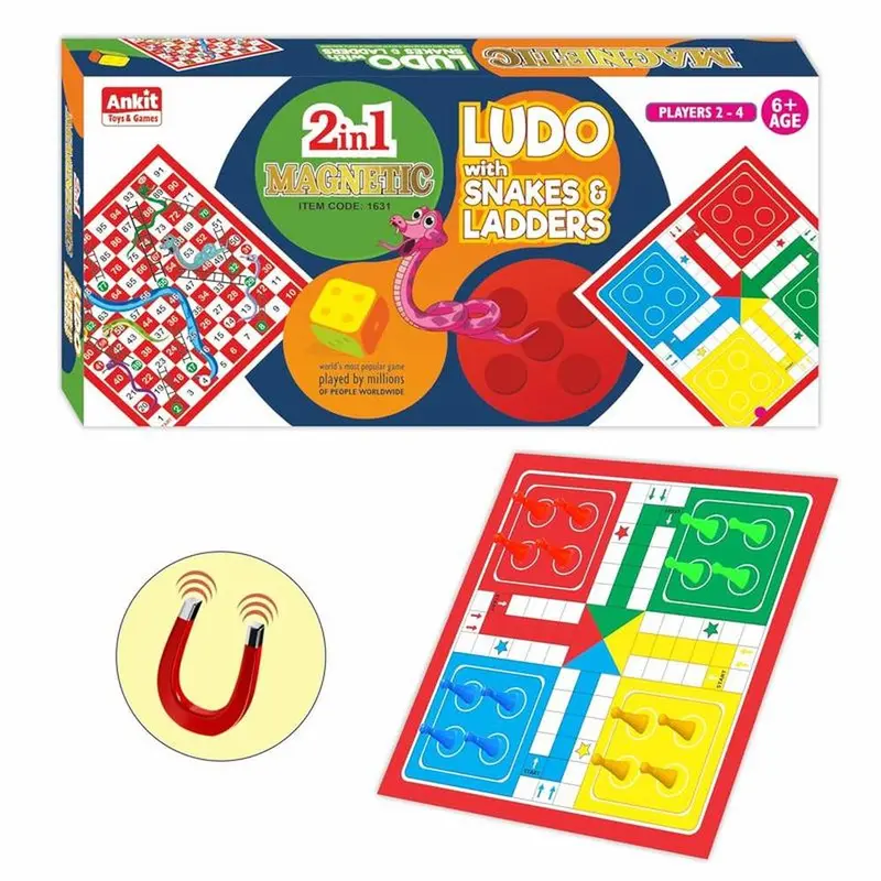 Ankit Toys & Games 2 In 1 Magnetic Ludo With Snakes And Ladders Board Game (6 Years Till Grown Ups) 1