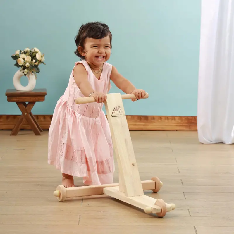 Ariro Toy's Traditional Wooden Push Wagon (9 Months - 1.5 Years) 1