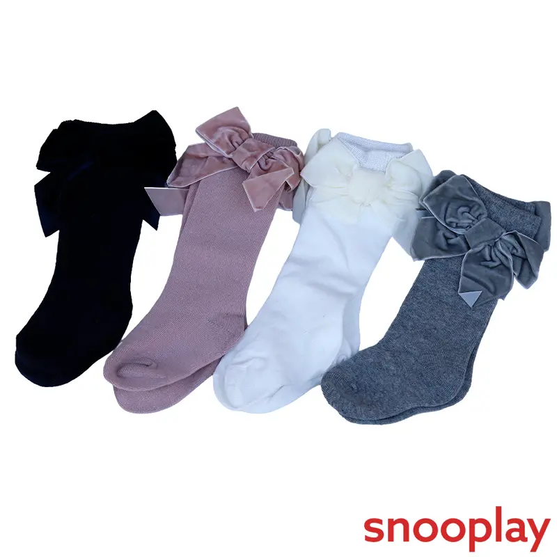 Baby Doe Pack Of 4 Knee High Bow Socks - Rich Cotton 1