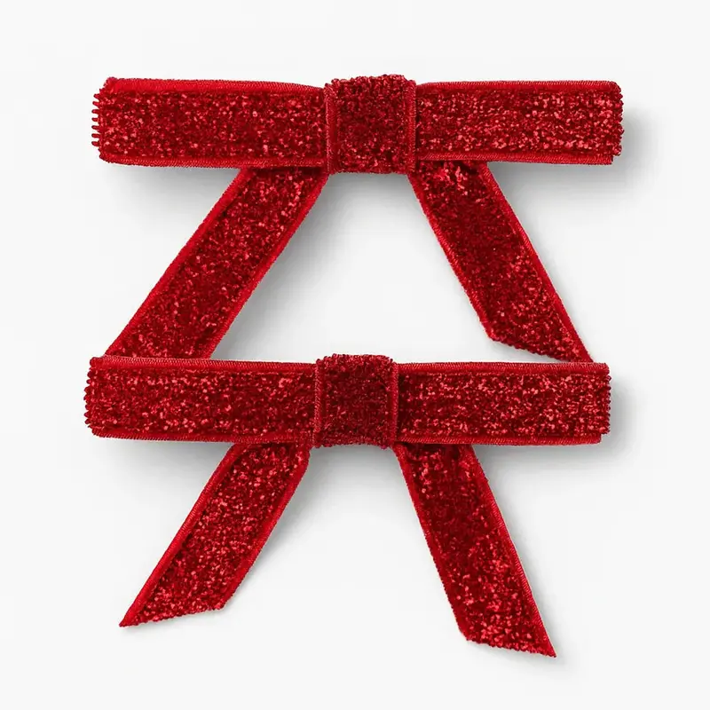 Baby Doe Red Glitter Bow Clips 1