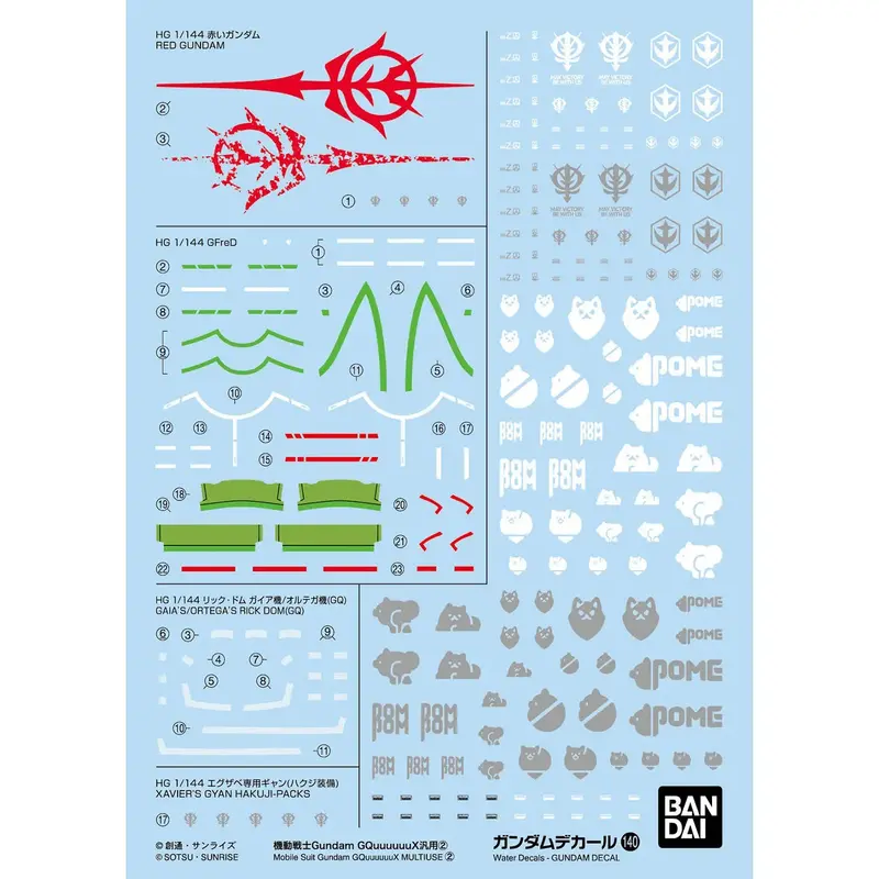 Bandai Gundam Decal #140 For Mobile Suit Gundam Gquuuuuux Multiuse #2 Water Slide/Transfer Decals 1