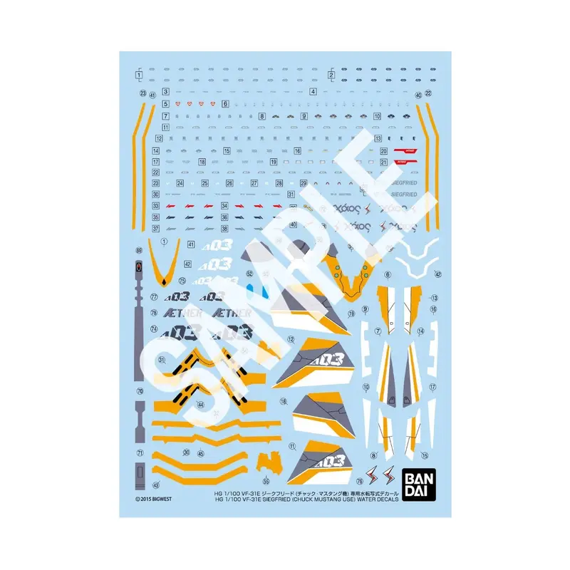 Bandai Macross Delta Hg 1/100 Vf-31E Siegfried (Chuck Mustang Use) Water Slide/Transfer Decals 1