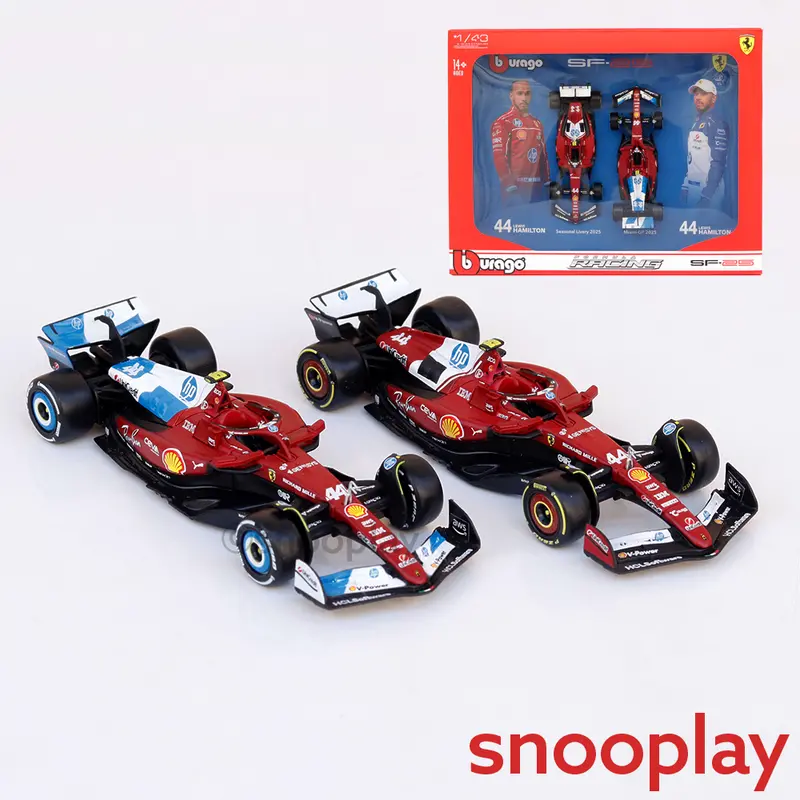 Bburago Set Of 2 Original Ferrari Sf25 (44 Lewis Hamilton) Licensed Diecast Car | 1:43 Scale Model (14 Years Till Grown Ups) 1