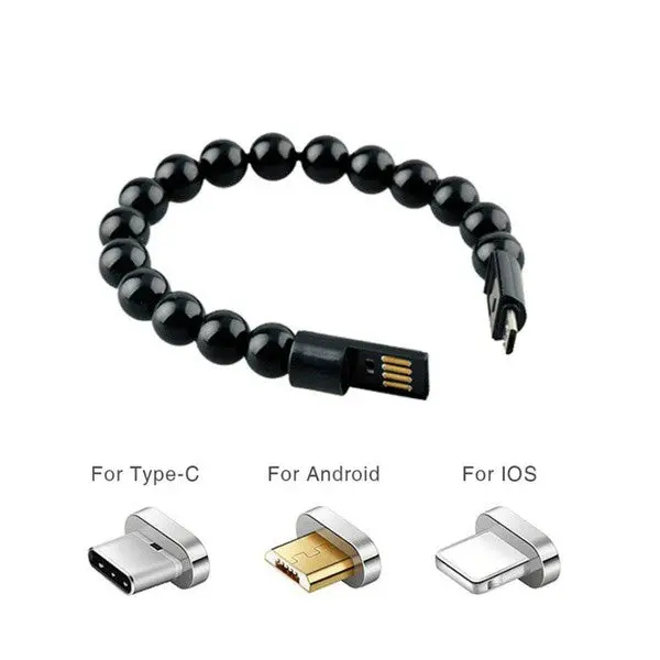 Beads Bracelet Cable - Micro Usb Android - Iphone - Type C - Charging + Data Cable 1