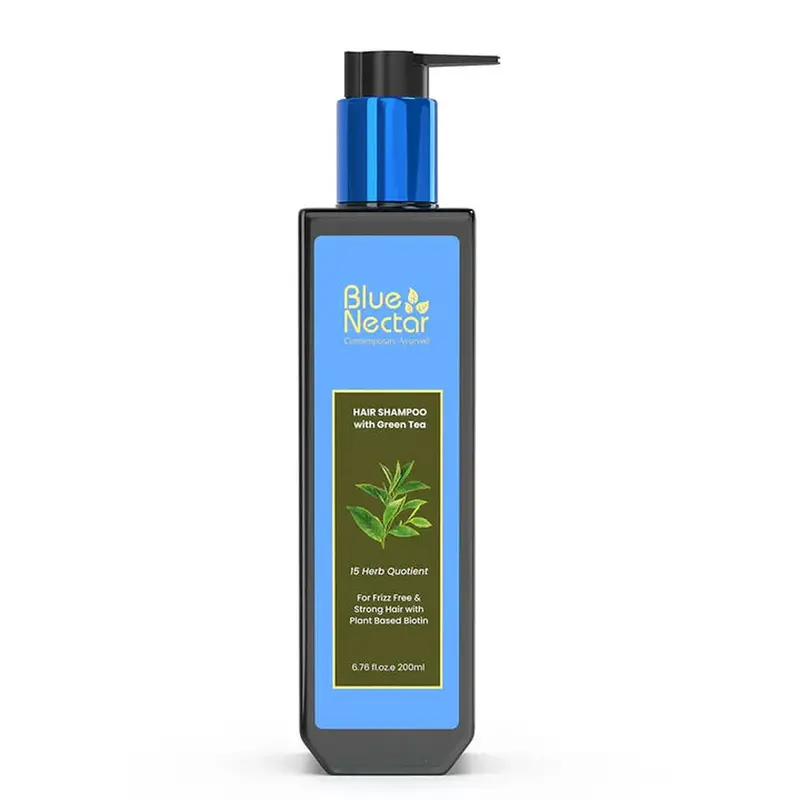 Blue Nectar Anti Frizz Shampoo For Dry & Frizzy Hair | Plant Based Biotin Shampoo (15 Herbs) - 200Ml 1