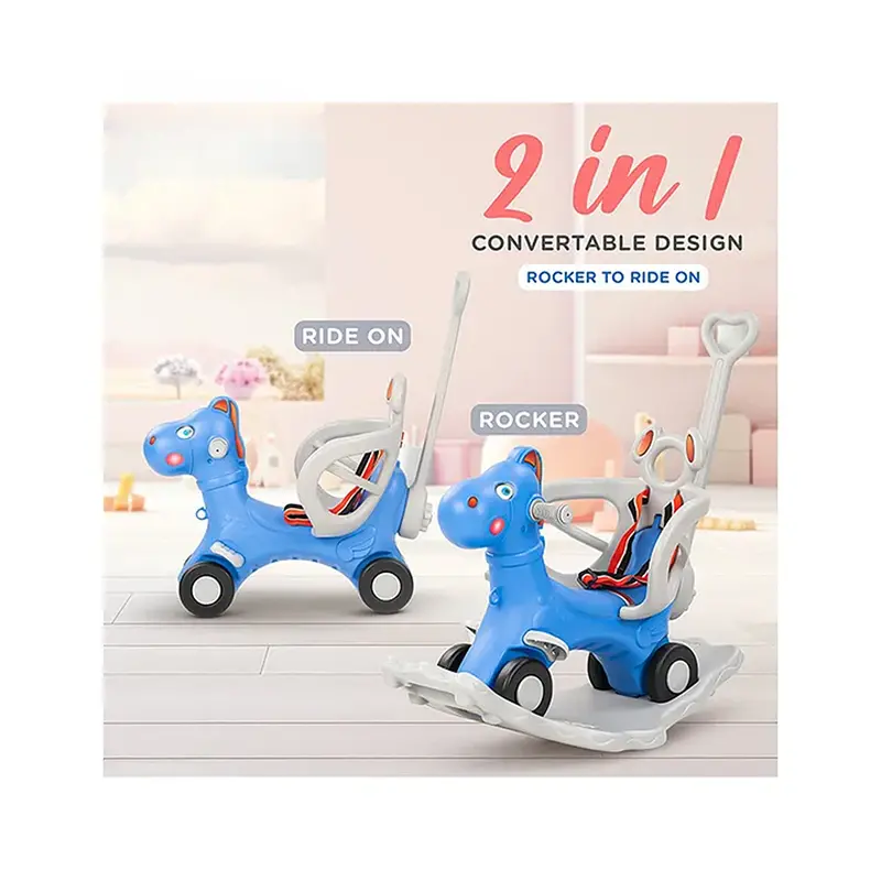 Clever Fox 2 In 1 Rocker Horse With Push Ride-On | Parental Handle, Light & Honk , Safety Belt (1-3 Years) 1