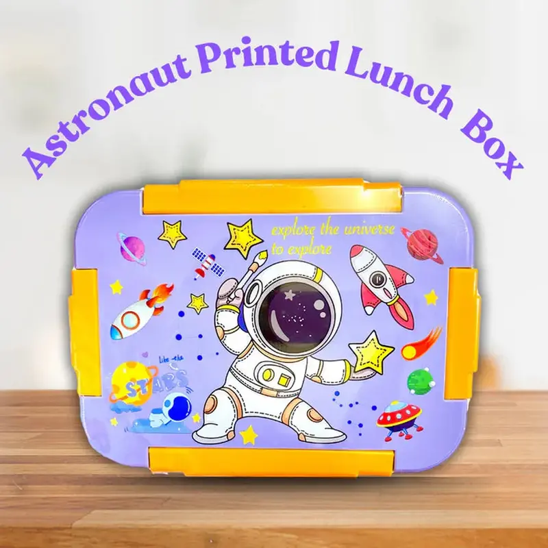 Cuddlenest Astronaut Printed Bento Lunch Box - 710Ml | 3 Compartments 1