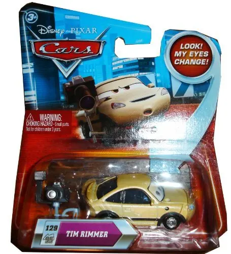 Disney / Pixar Cars Movie 1:55 Die Cast Tim Rimmer #129 W/ Lenticular Eyes! 1