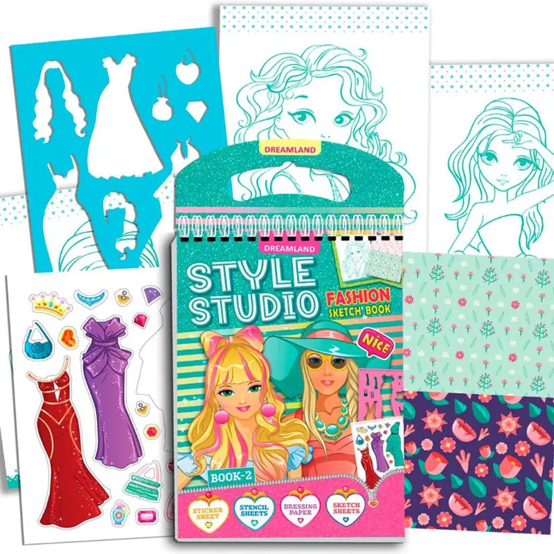 Dreamland Publications Creative Design Activity Book With Sticker, Stencil Sheets (4-8 Years) | Blue 1