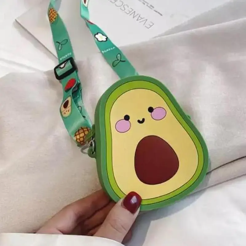 Fruity Silicone Sling Bag With Detachable Strap - Avacado 1