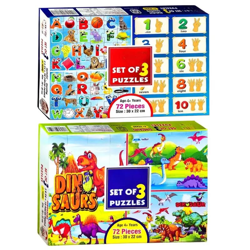 Funblast Set Of 6 Wooden Puzzle - Abc, 123, Fruits, Numbers, Animals, Vehicles & Alphabet (1-3 Years) 1