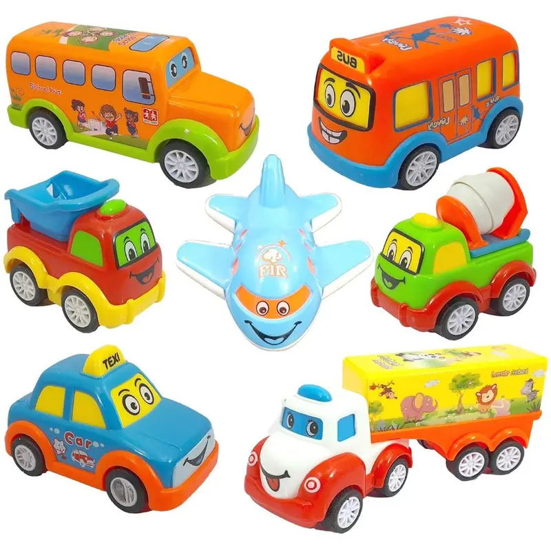 Funblast Set Of 7 Push And Go Crawling Vehicles Toy (1-4 Years) 1