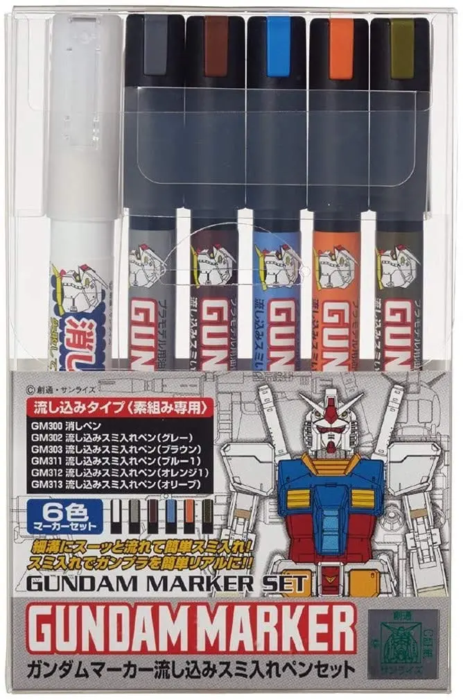 Gundam Marker Hg Mg Rg Pg Gms122 Pouring Marker Inking Set Of 6 Pour Type Markers 1
