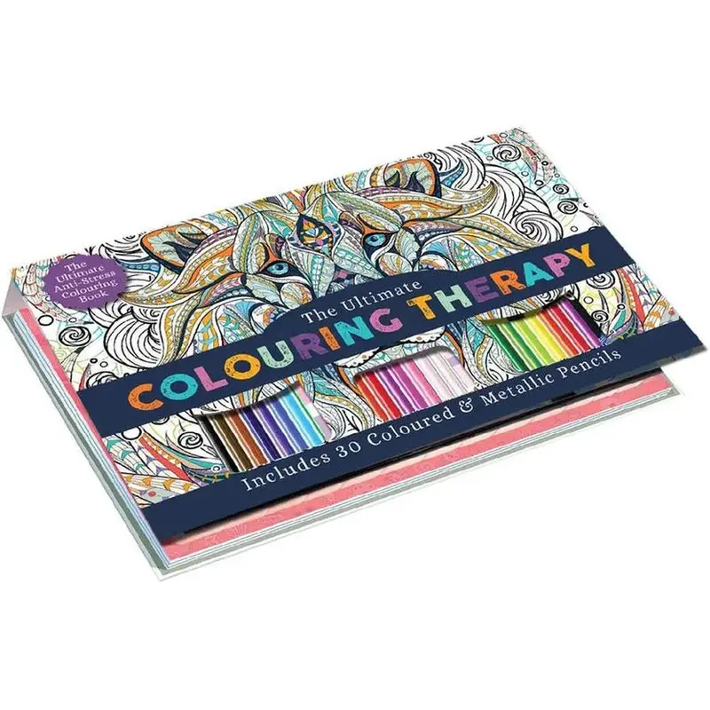 Hello Friend The Ultimate Colouring Therapy - 32 Page Book With 30 Colour Pencils (6-12 Years) 1