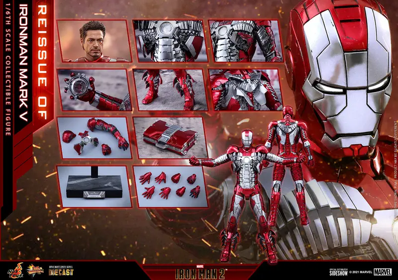 Hot Toys 1/6 Iron Man 2 Iron Man Mark V (5) Diecast Sixth Scale Figure Mms400-D18 (Reissue) 1