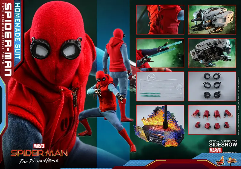 Hot Toys 1/6 Spider-Man: Far From Home Spiderman Homemade Suit Sixth Scale Mms552 1