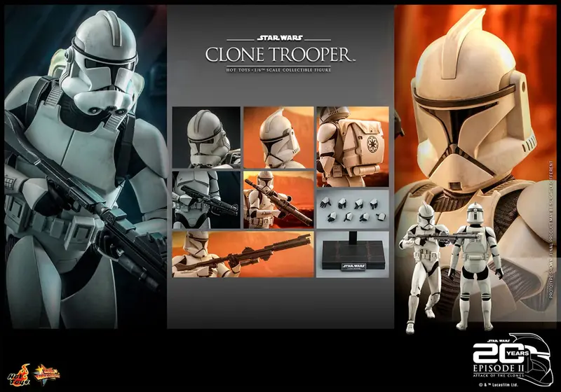 Hot Toys 1/6 Star Wars Episode Ii: Attack Of The Clones Clone Trooper Sixth Scale Figure Mms647 1