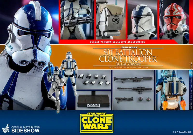 Hot Toys 1/6 Star Wars The Clone Wars 501St Battalion Clone Trooper (Deluxe) Sixth Scale Figure Tms023 1