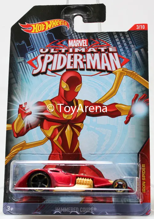 Hot Wheels Marvel Ultimate Spider-Man 2015 Hammered Coupe 1/64 Rare Die-Cast 1