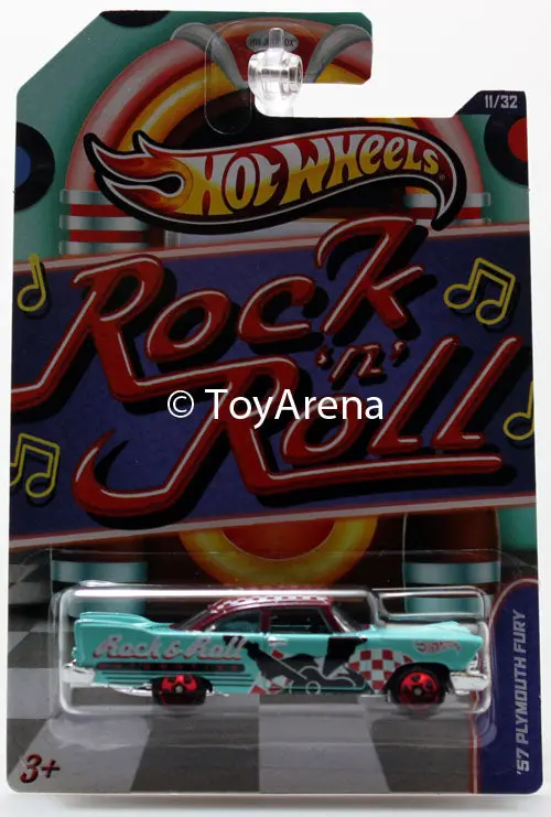 Hot Wheels Rock 'N' Roll 1957 Plymoth Fury Diecast Vehicle 11/32 1