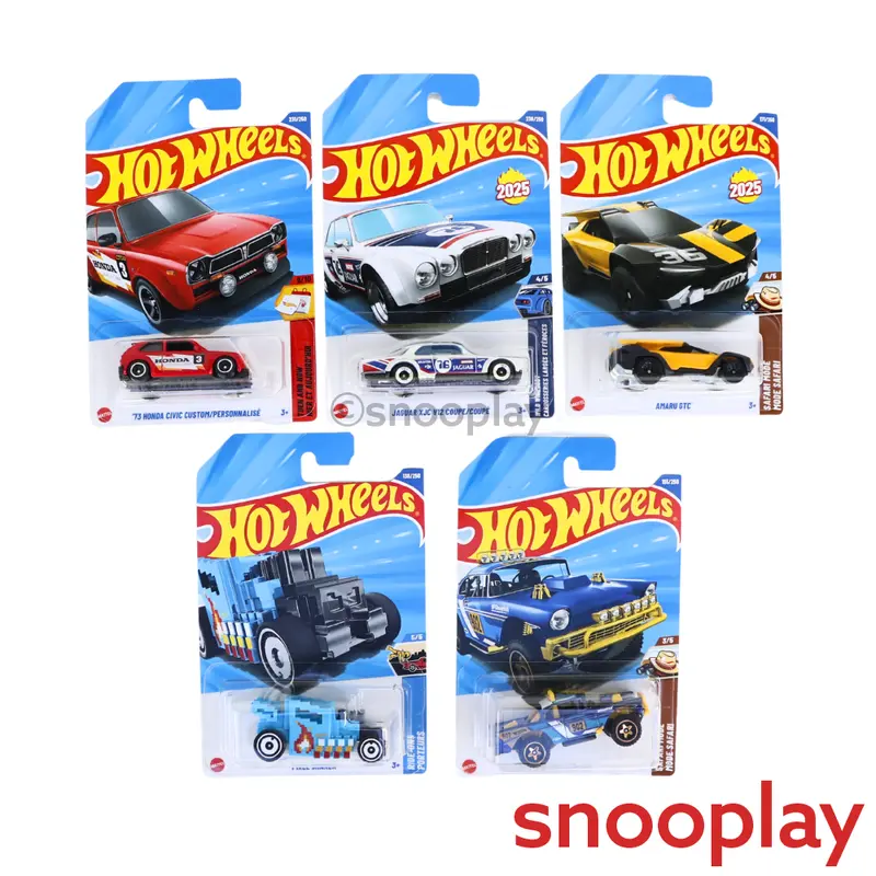 Hot Wheels Set Of 5 [Hw 439] - Jaguar Xjc V12 Coupe/Coupé, Pixel Shaker, Big-Air Bel-Air, Amaru Gtc, '73 Honda Civic Custom/Personnalise 1