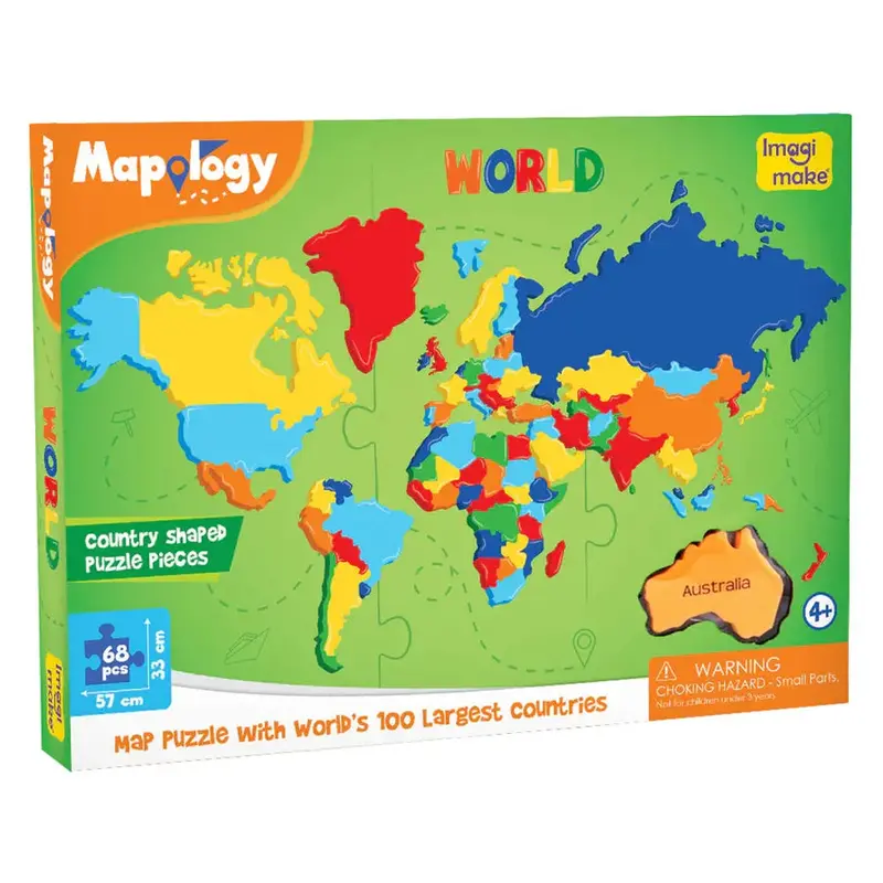 Imagimake Mapology World Map & Its Countries Shaped Puzzle | 68 Pieces 1