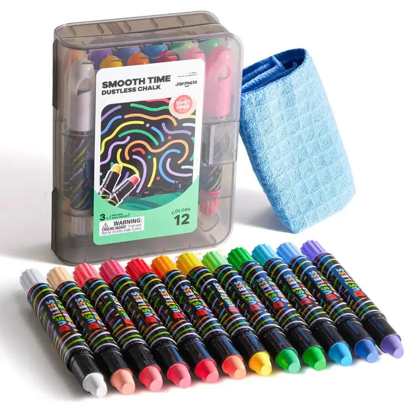 Jarmelo Smooth Time Dustless Chalk - 12 Colors (3-8 Years) 1