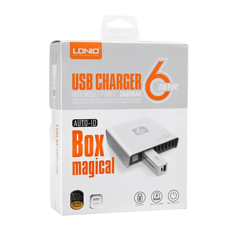 Ldnio Magical Box 6Usb Port Usb Charger With Mobile Power 2600 Mah (6 Usb Adapter + Powerbank 2600 Mah) 1