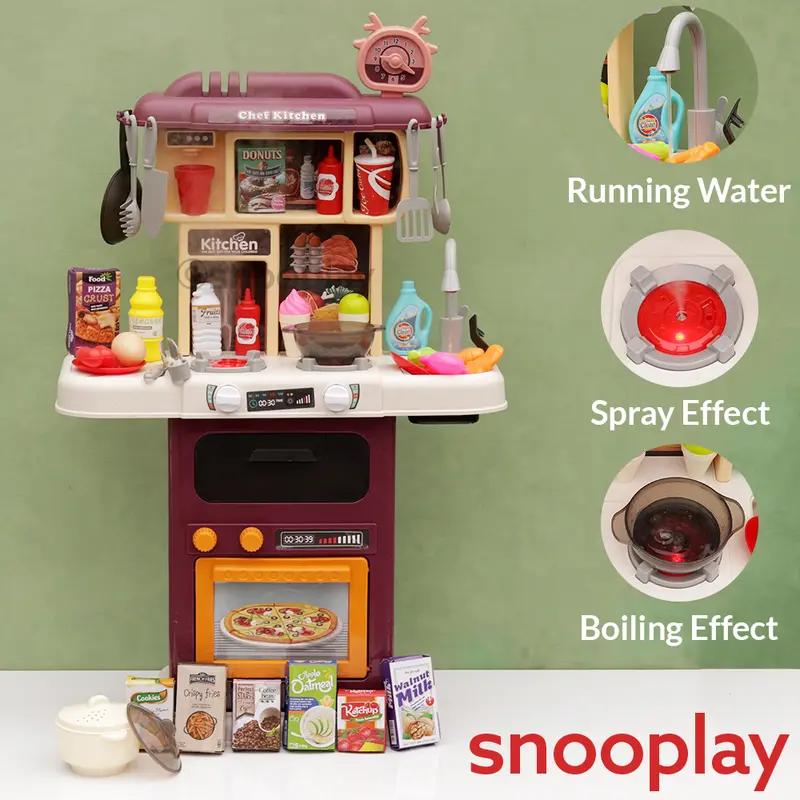 Little Chef Kitchen Set With Spray, Boiling & Running Water Features - 64 Pieces (3-6 Years) 1
