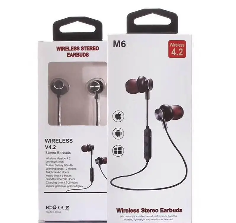 M6 Wireless 4.2 Bluetooth Headset Sport Handsfree Stereo Earphone 1