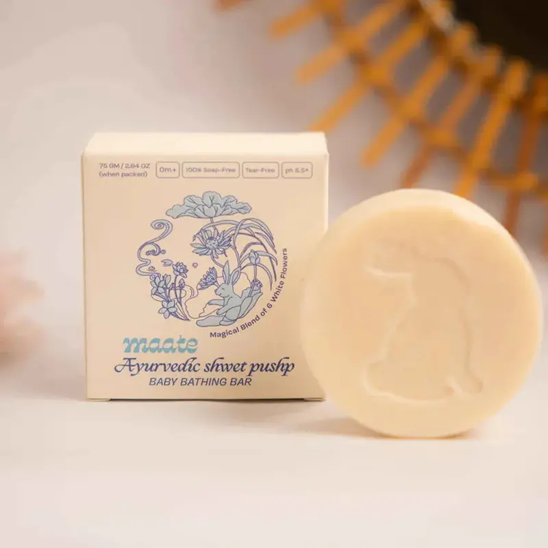 Maate Ayurvedic Shwet Pushp Baby Bathing Bar - 75Gm (Single) 1