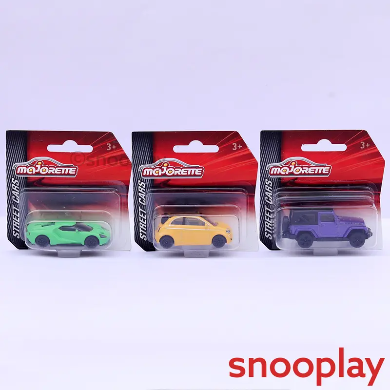 Majorette Set Of 3 Licensed Diecast Cars [Mj-62] - Jeep Wrangler, Ford Gt, Fiat 500 Icon 1