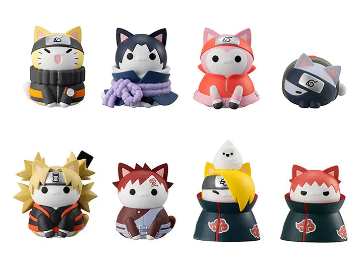 Megahouse Naruto Nyaruto! Dawn Battle Rush Trading Figures Box Set Of 8 1