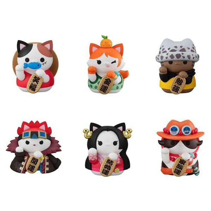 Megahouse One Piece Nyan Piece Nyaan! Beckoning Cat Lucky Cat Pirates Trading Figures Box Set Of 6 1