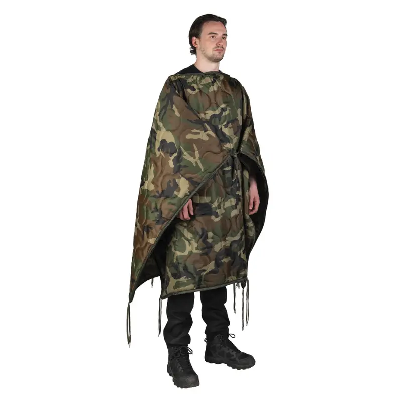 Mil-Tec M81 Woodland Multi-Function Woobie/Poncho Liner W/Stuff Sack 1