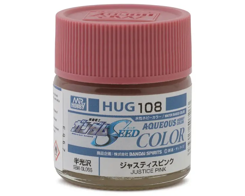 Mr. Hobby Aqueous Hobby Color Gundam Seed Hug108 Justice Pink Semi Gloss Paint 10Ml Bottle 1