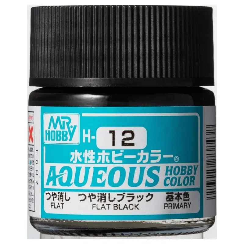 Mr. Hobby Aqueous Hobby Color H12 Flat Black 10Ml Bottle 1