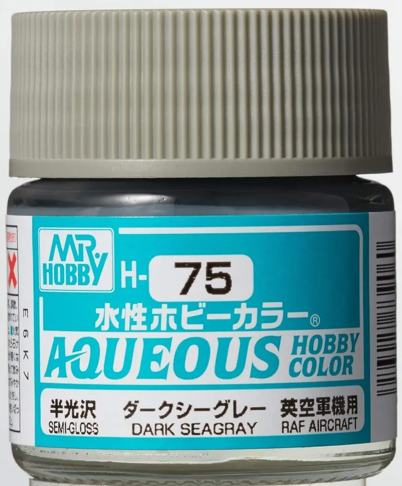Mr. Hobby Aqueous Hobby Color H75 Semi-Gloss Dark Sea Gray 10Ml Bottle 1