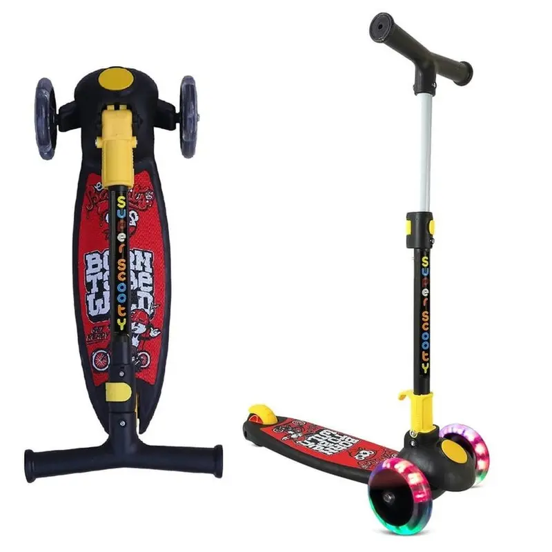 Muren Manual Push Ride-On Foldable Black Scooter - Led Flashing Wheels (2.5-8 Years) 1