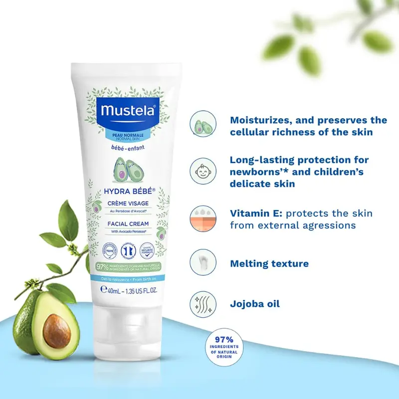 Mustela Hydra Bebe Facial Cream With Avocado - 40Ml 1