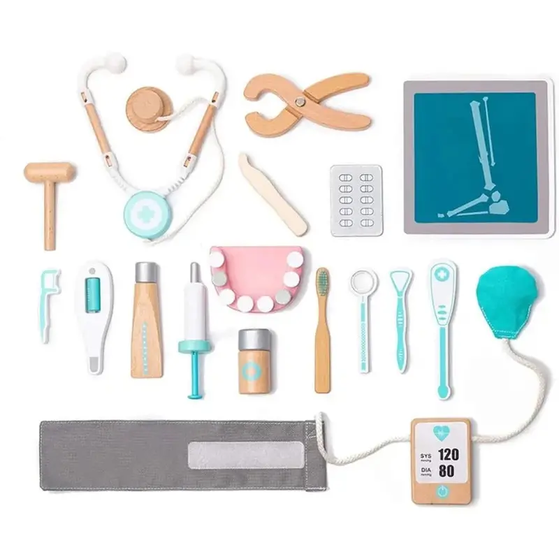 Nesta Toys 18 Pieces Wooden Little Dentist Clinic Pretend Play Set (3-7 Years) 1