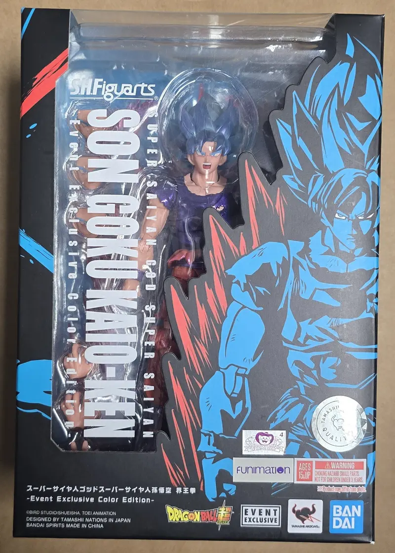 *Open Box* S.H. Figuarts Dragon Ball Z Super Saiyan God Super Saiyan Son Goku Kaio-Ken Event Exclusive Color Action Figure 1