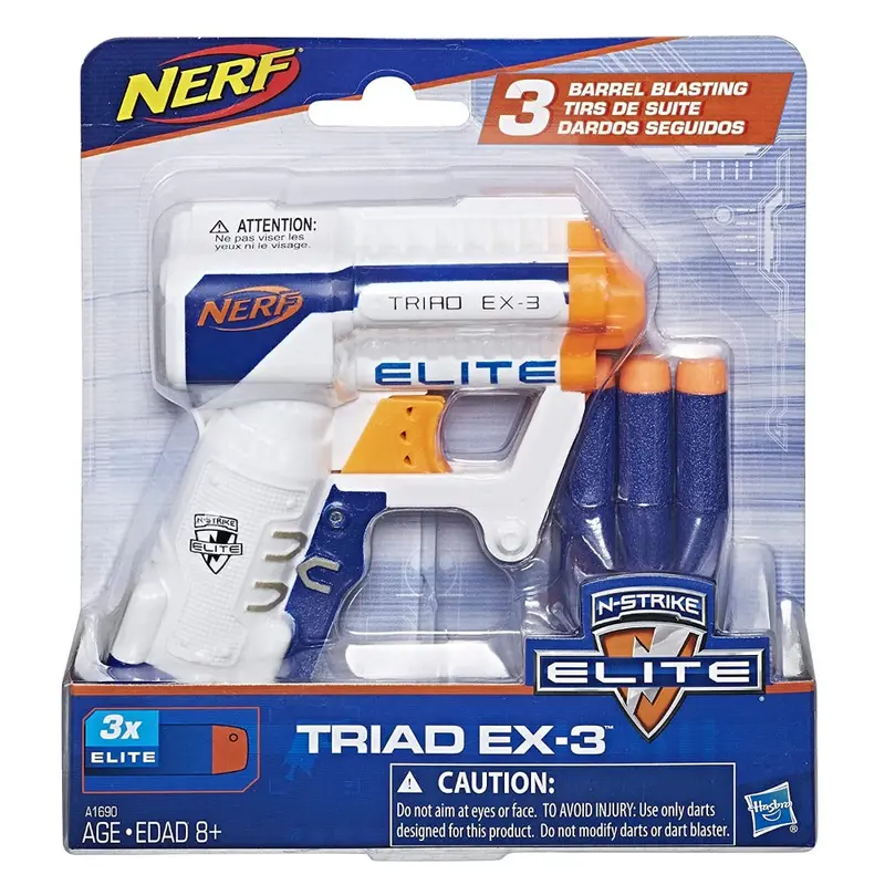 Original Nerf N-Strike Elite Triad Ex-3 Dart Blaster With 3 Darts (8-12 Years) 1