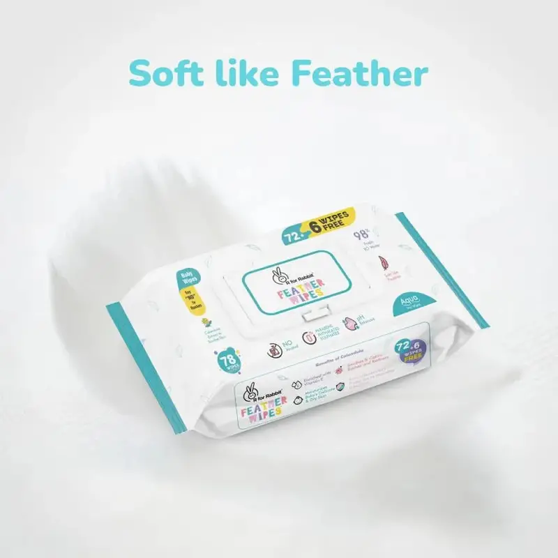 R For Rabbit Feather Aqua Wipes (Pack Of 3) With Calendula Extract 1